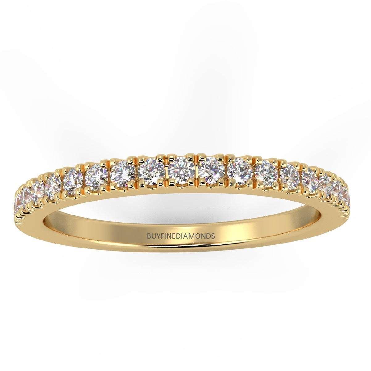 0.15Ct Round Diamond Micro Pave Set Half Eternity Ring in White , Yellow, Rose Gold - Image 2