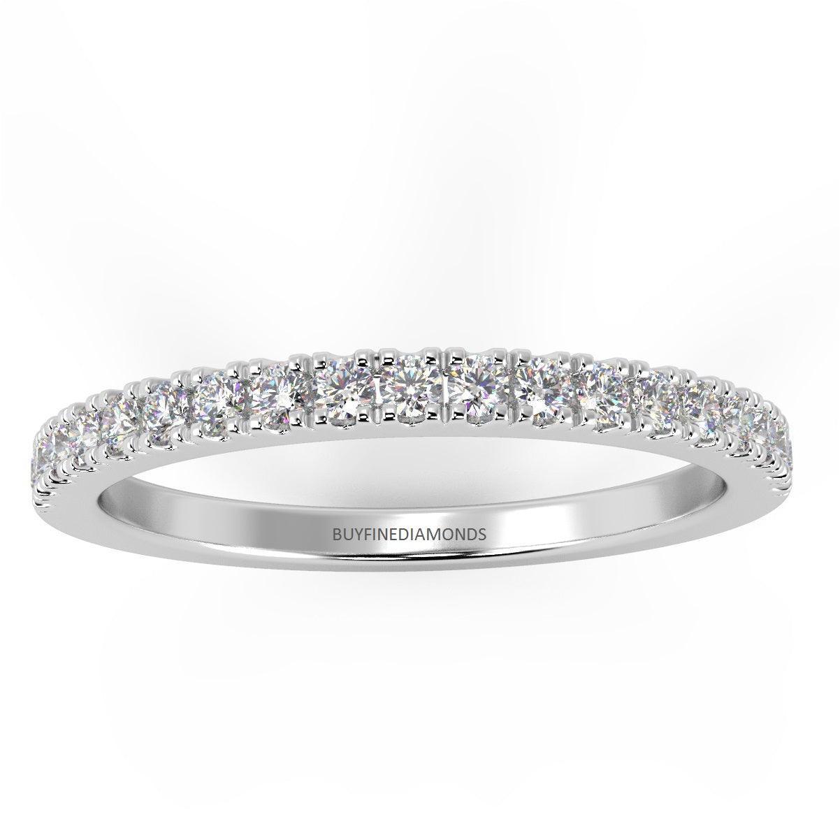 0.15Ct Round Diamond Micro Pave Set Half Eternity Ring in White , Yellow, Rose Gold - Image 4