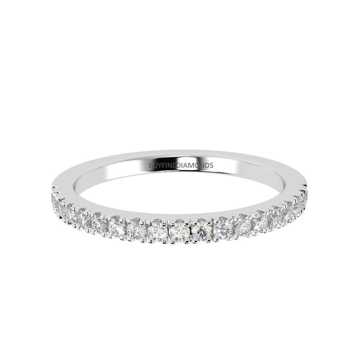 0.15Ct Round Diamond Micro Pave Set Half Eternity Ring in White , Yellow, Rose Gold - Image 6