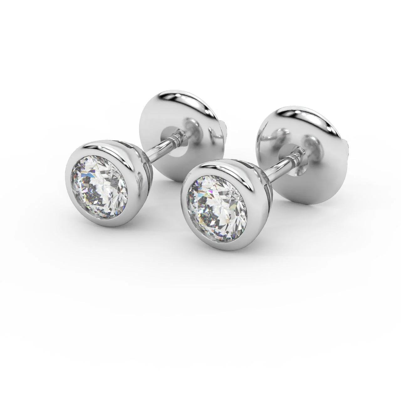 0.20 ct Bezel Set Round Diamond Stud Earrings (Unisex)
