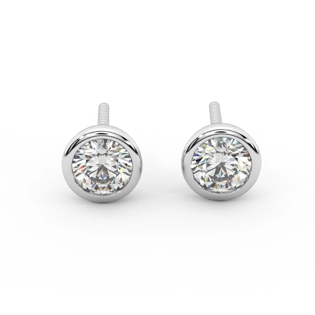 0.20 ct Bezel Set Round Diamond Stud Earrings (Unisex) - Image 2