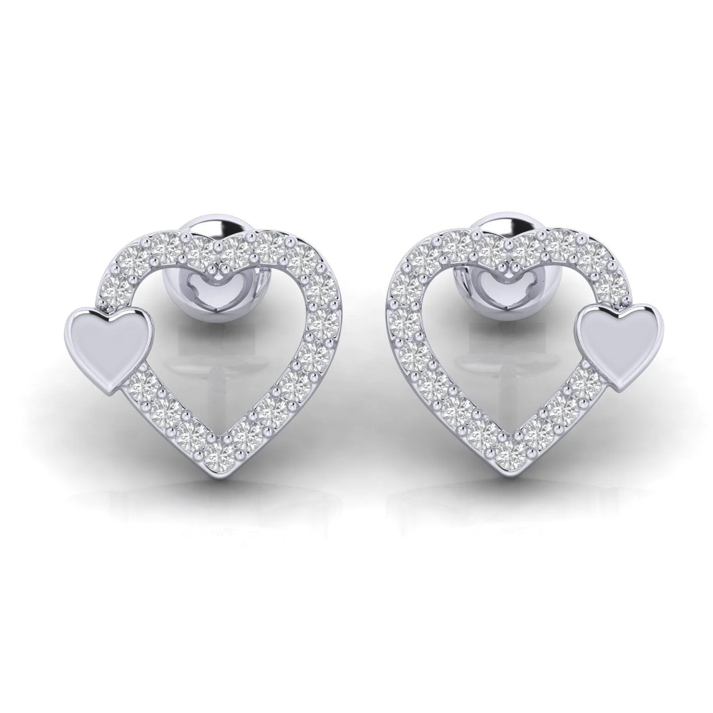 0.25 CT Round Diamond Heart Shape Designer Earrings - amadadiamonds