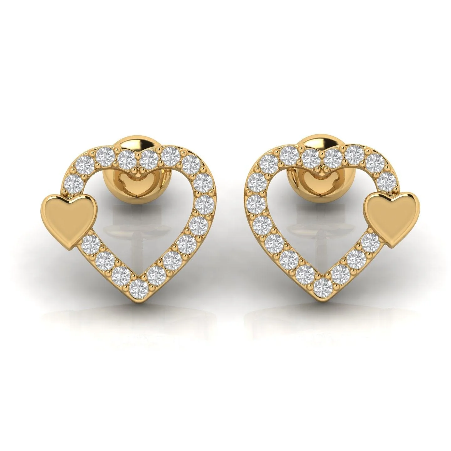 0.25 CT Round Diamond Heart Shape Designer Earrings - amadadiamonds - Image 3