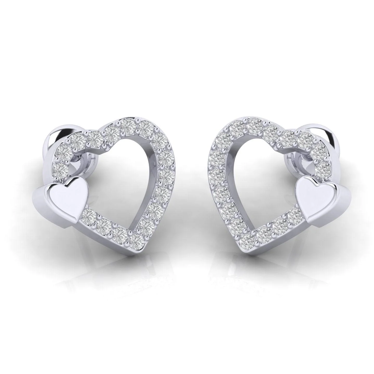0.25 CT Round Diamond Heart Shape Designer Earrings - amadadiamonds - Image 5