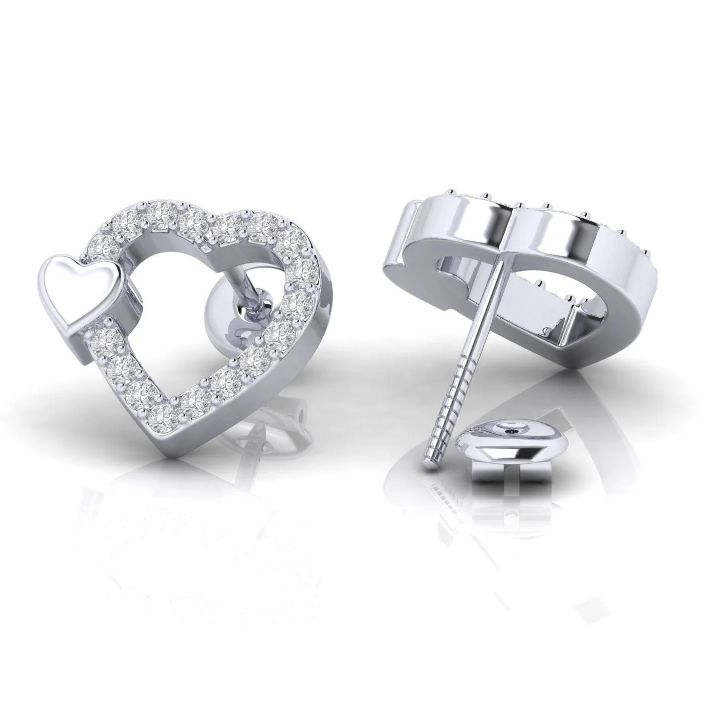 0.25 CT Round Diamond Heart Shape Designer Earrings - amadadiamonds - Image 6