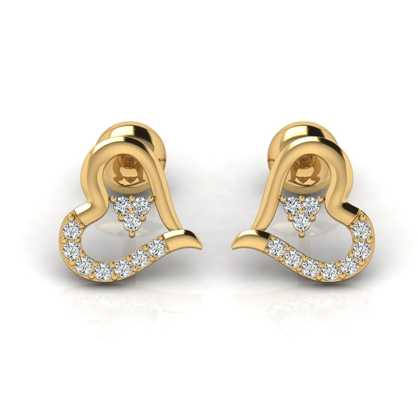 0.25Ct D/VS Lab Grown Round Diamond Heart Shape Designer Earrings - amadadiamonds - Image 3