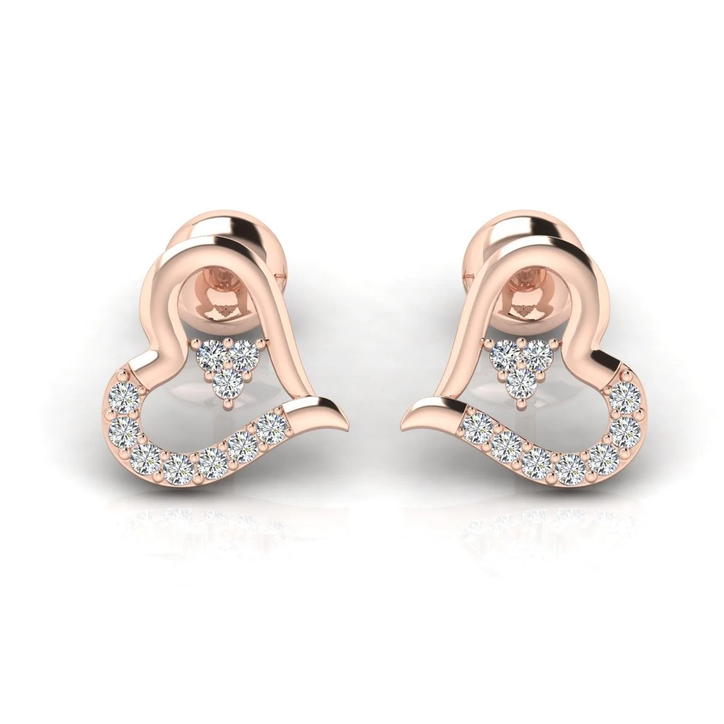 0.25Ct D/VS Lab Grown Round Diamond Heart Shape Designer Earrings - amadadiamonds - Image 4