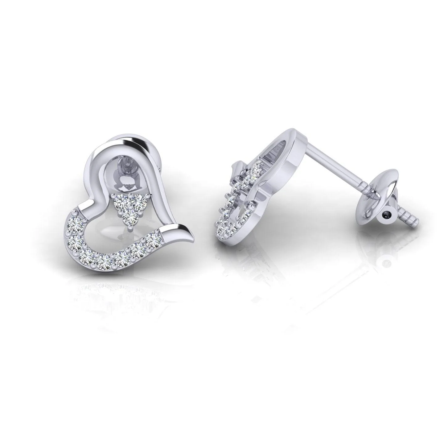 0.25Ct D/VS Lab Grown Round Diamond Heart Shape Designer Earrings - amadadiamonds - Image 5