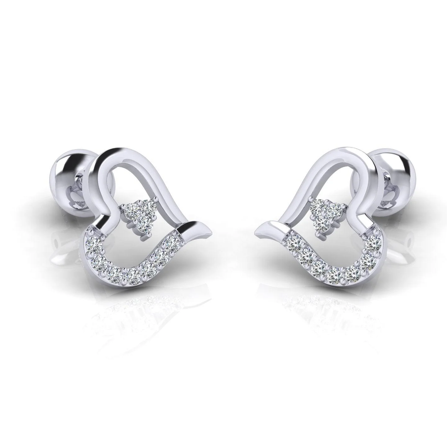 0.25Ct D/VS Lab Grown Round Diamond Heart Shape Designer Earrings - amadadiamonds - Image 6