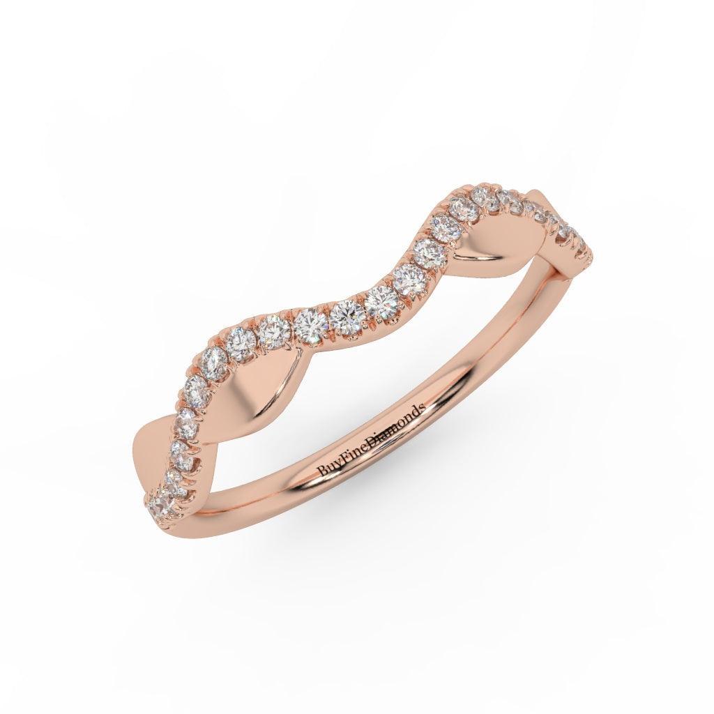 Round Brilliant Lab Diamond Stacking Wedding Ring Band Gold and Platinum - Image 4
