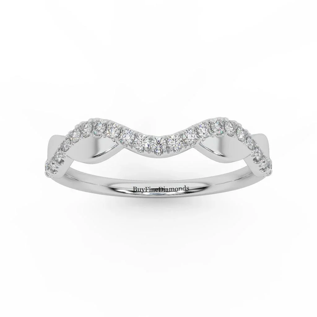 Round Brilliant Lab Diamond Stacking Wedding Ring Band Gold and Platinum - Image 5