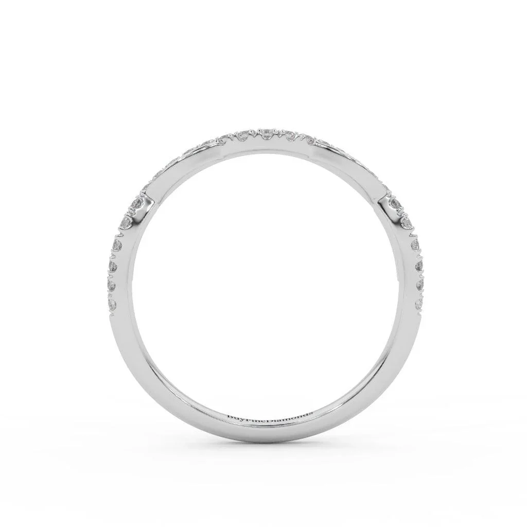 Round Brilliant Lab Diamond Stacking Wedding Ring Band Gold and Platinum - Image 7