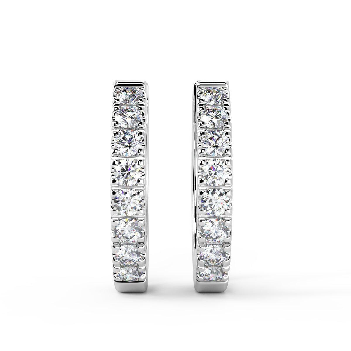 0.30Ct 100% Natural Round Diamond Hoop Earrings, Hallmarked Gold - Image 3