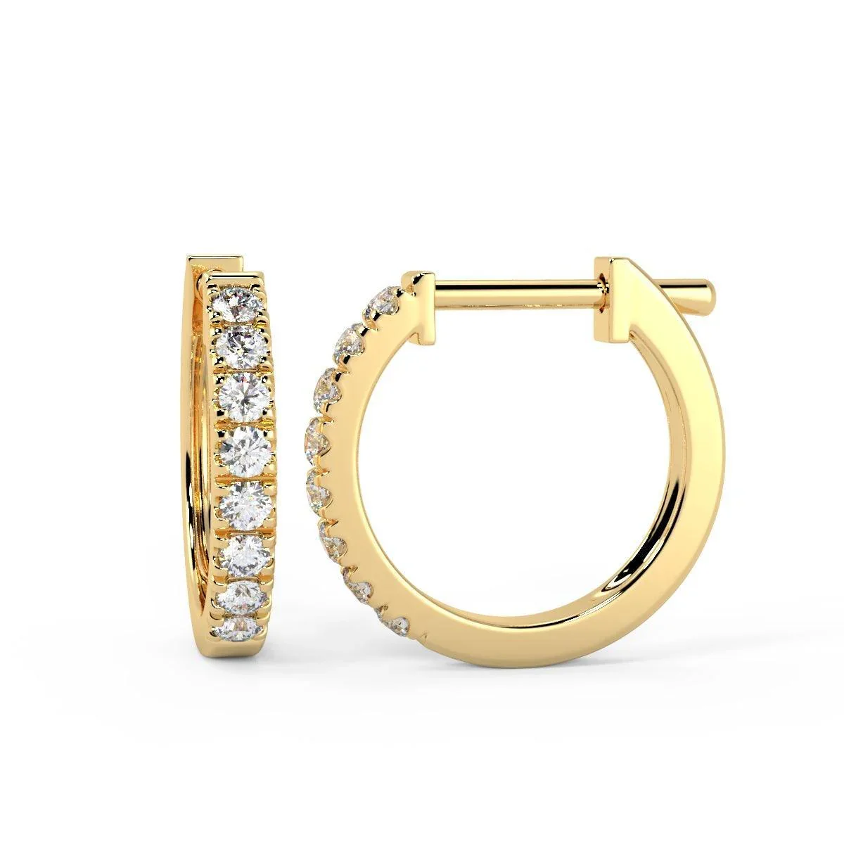 0.30Ct 100% Natural Round Diamond Hoop Earrings, Hallmarked Gold - Image 6