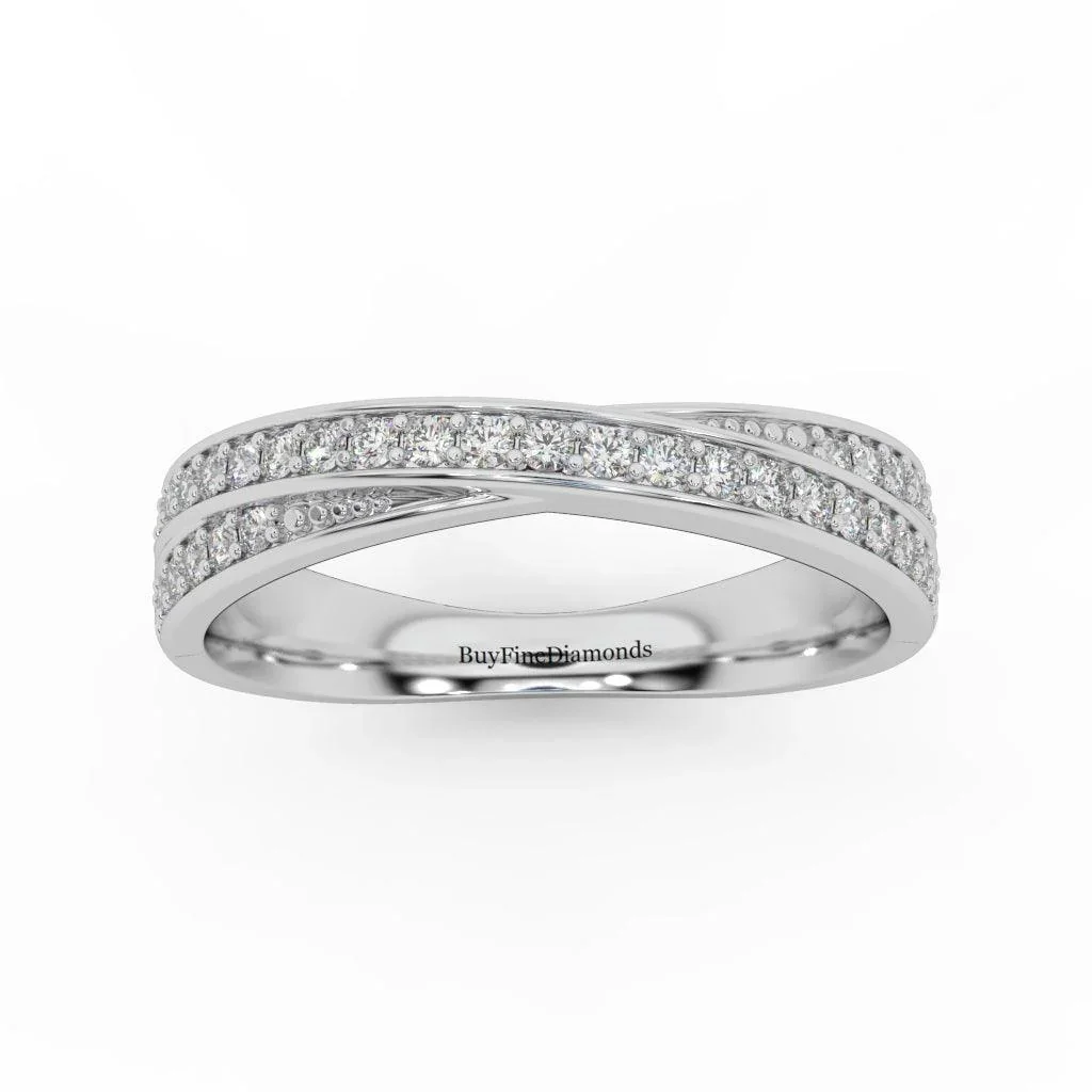Round Brilliant Diamond Crossover Half Eternity Ring - Image 5