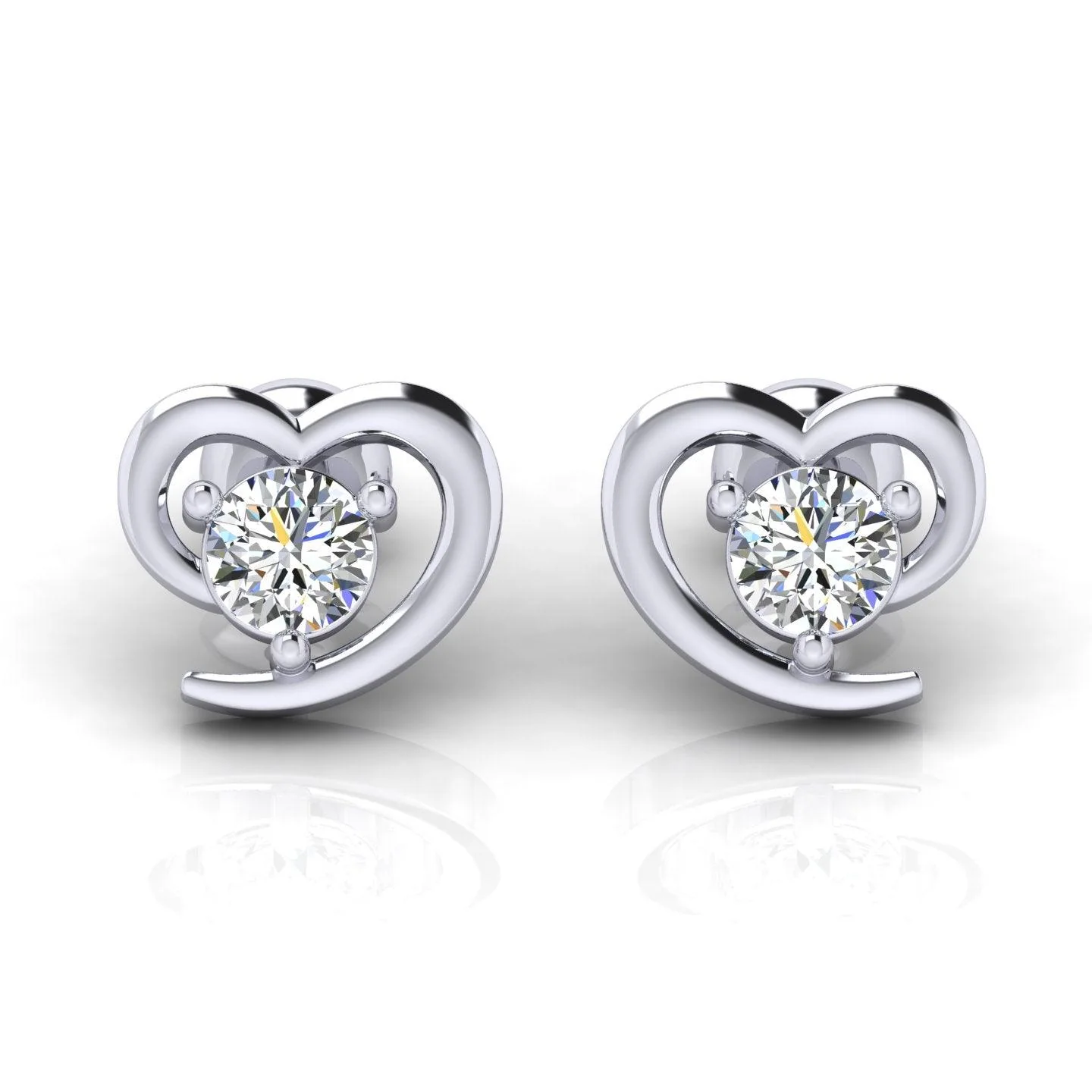 0.40Ct D/VS Lab Grown Round Diamond Heart Shape Earrings - amadadiamonds