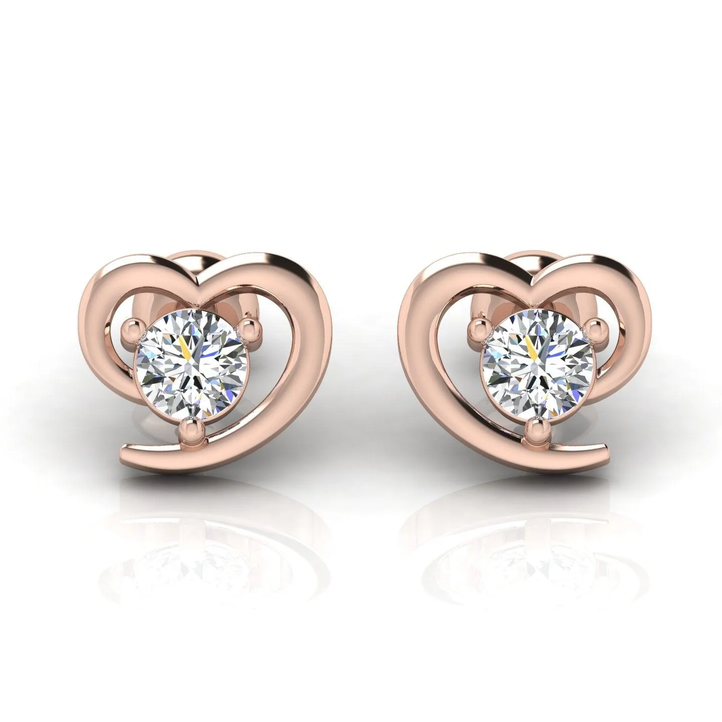 0.40Ct D/VS Lab Grown Round Diamond Heart Shape Earrings - amadadiamonds - Image 4