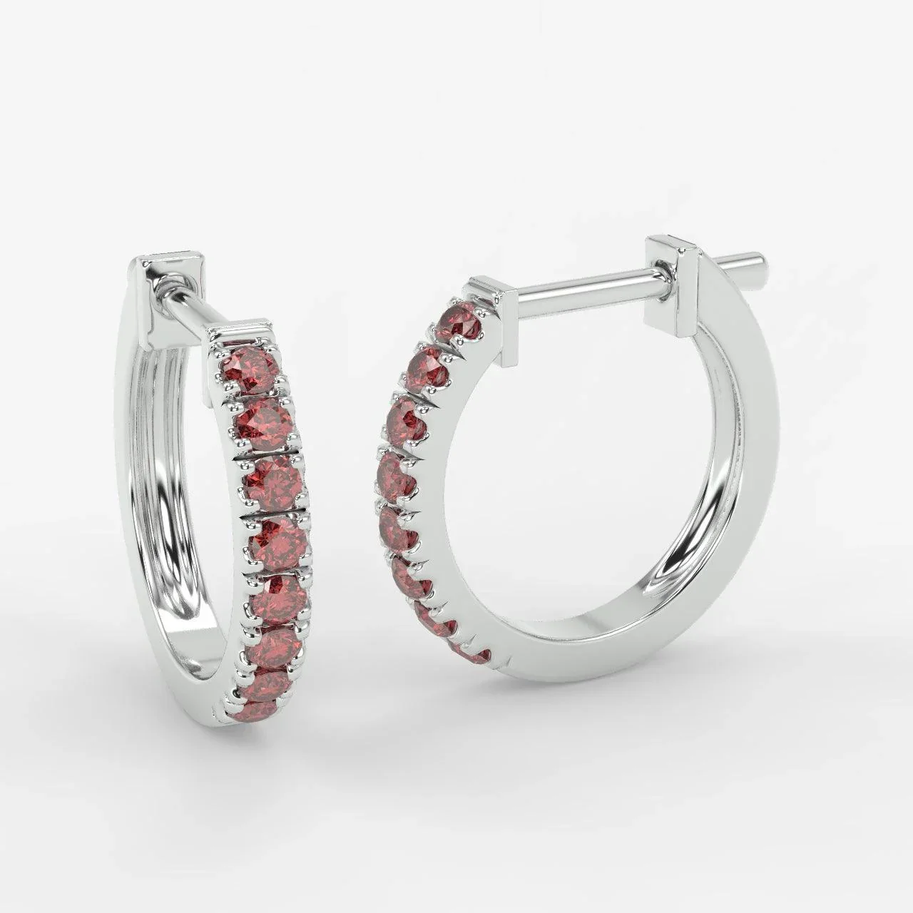 0.50Ct Diamond Cut Ruby Hoop Earring Heavy Gold - Image 3