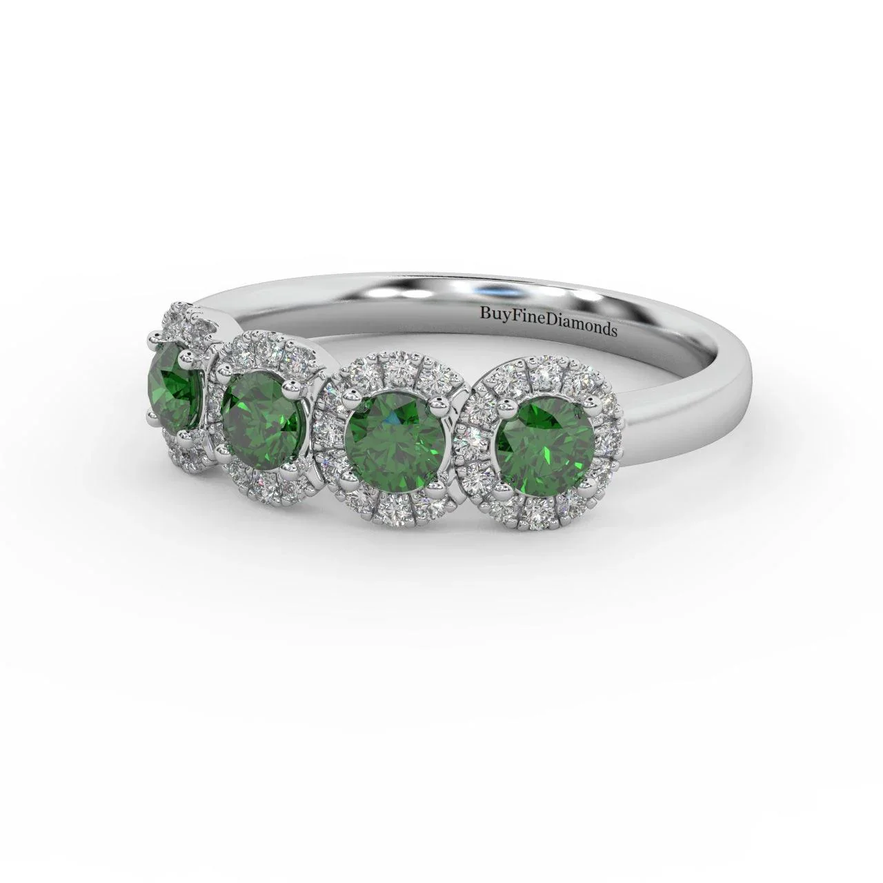 0.70Ct Green Emerald and Diamond Halo Engagement Ring in 950 Platinum & Gold - Image 2