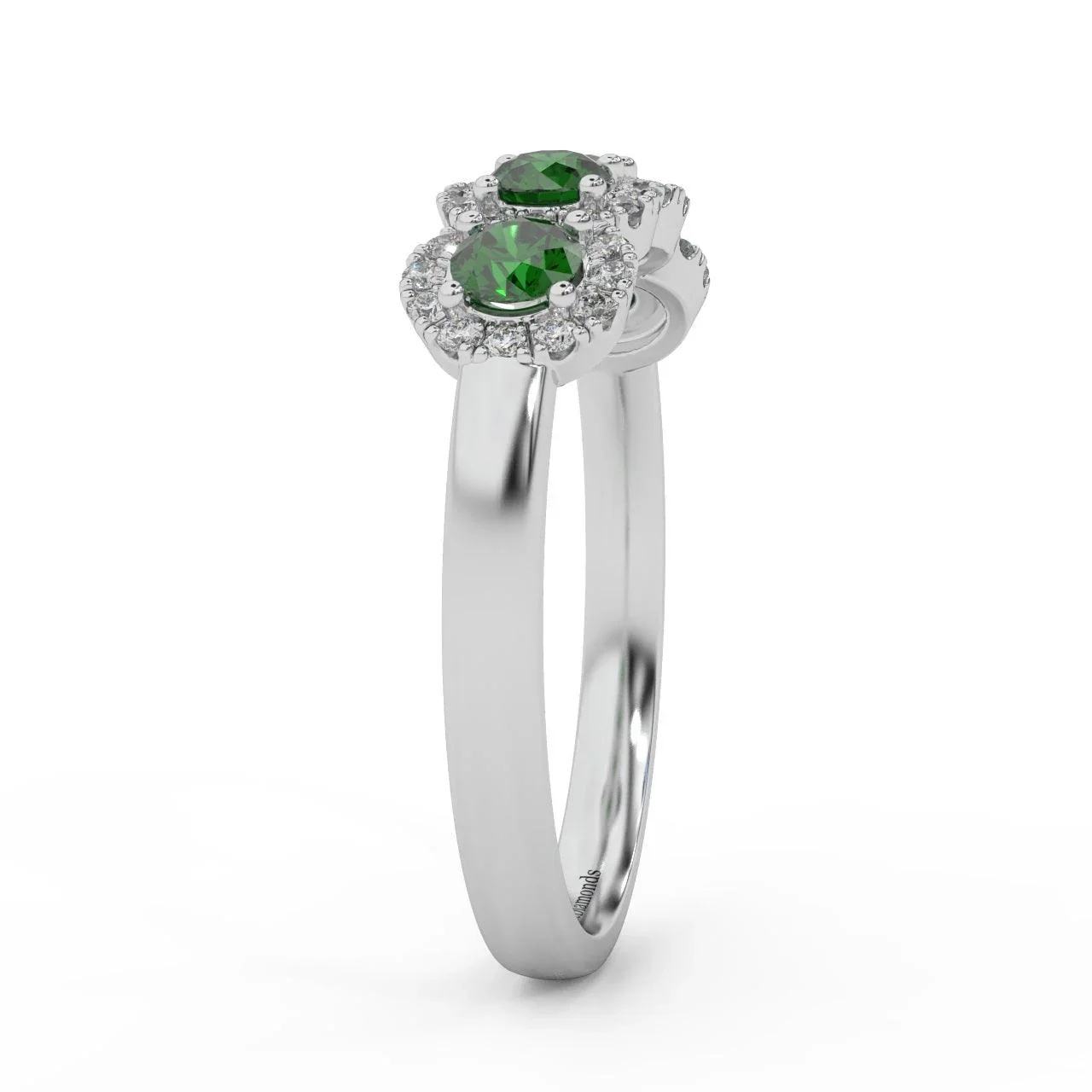 0.70Ct Green Emerald and Diamond Halo Engagement Ring in 950 Platinum & Gold - Image 3