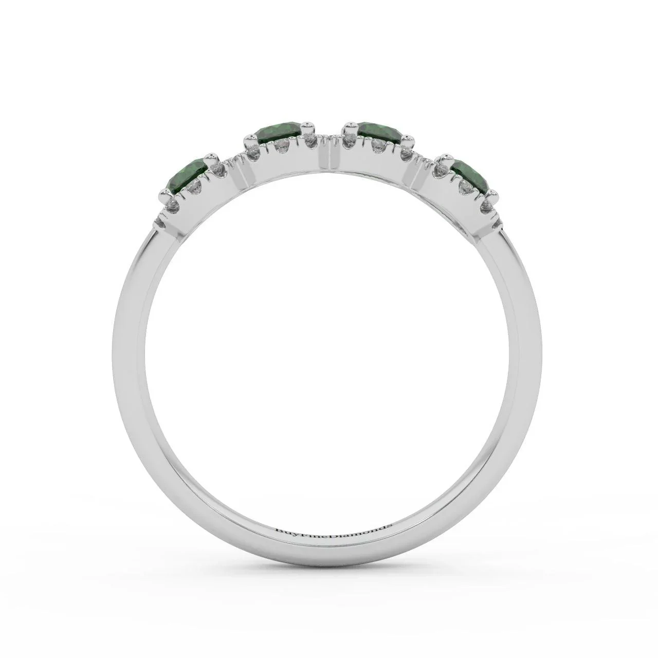 0.70Ct Green Emerald and Diamond Halo Engagement Ring in 950 Platinum & Gold - Image 5