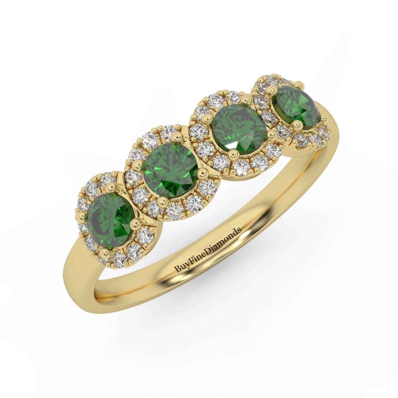 0.70Ct Green Emerald and Diamond Halo Engagement Ring in 950 Platinum & Gold - Image 6