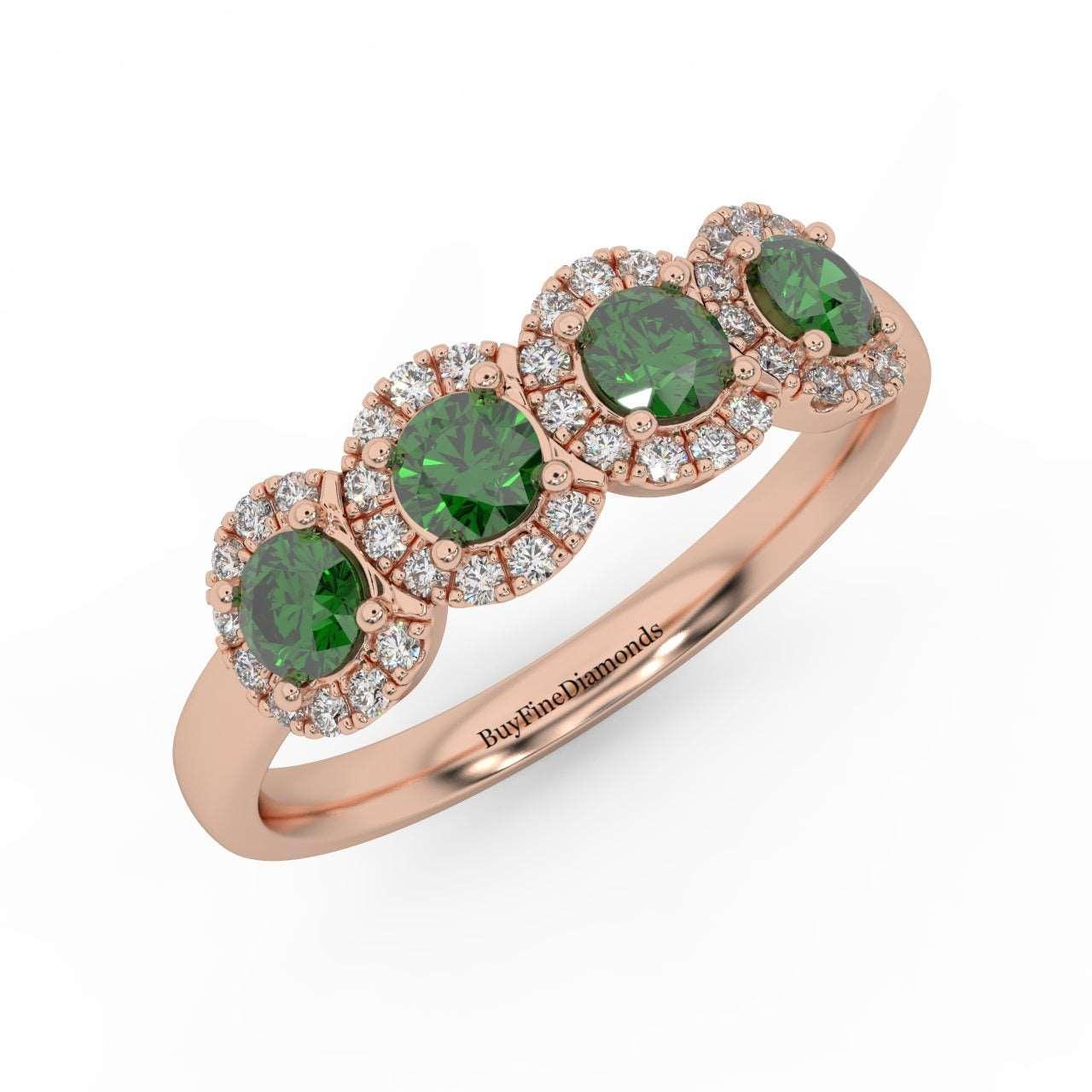 0.70Ct Green Emerald and Diamond Halo Engagement Ring in 950 Platinum & Gold - Image 7
