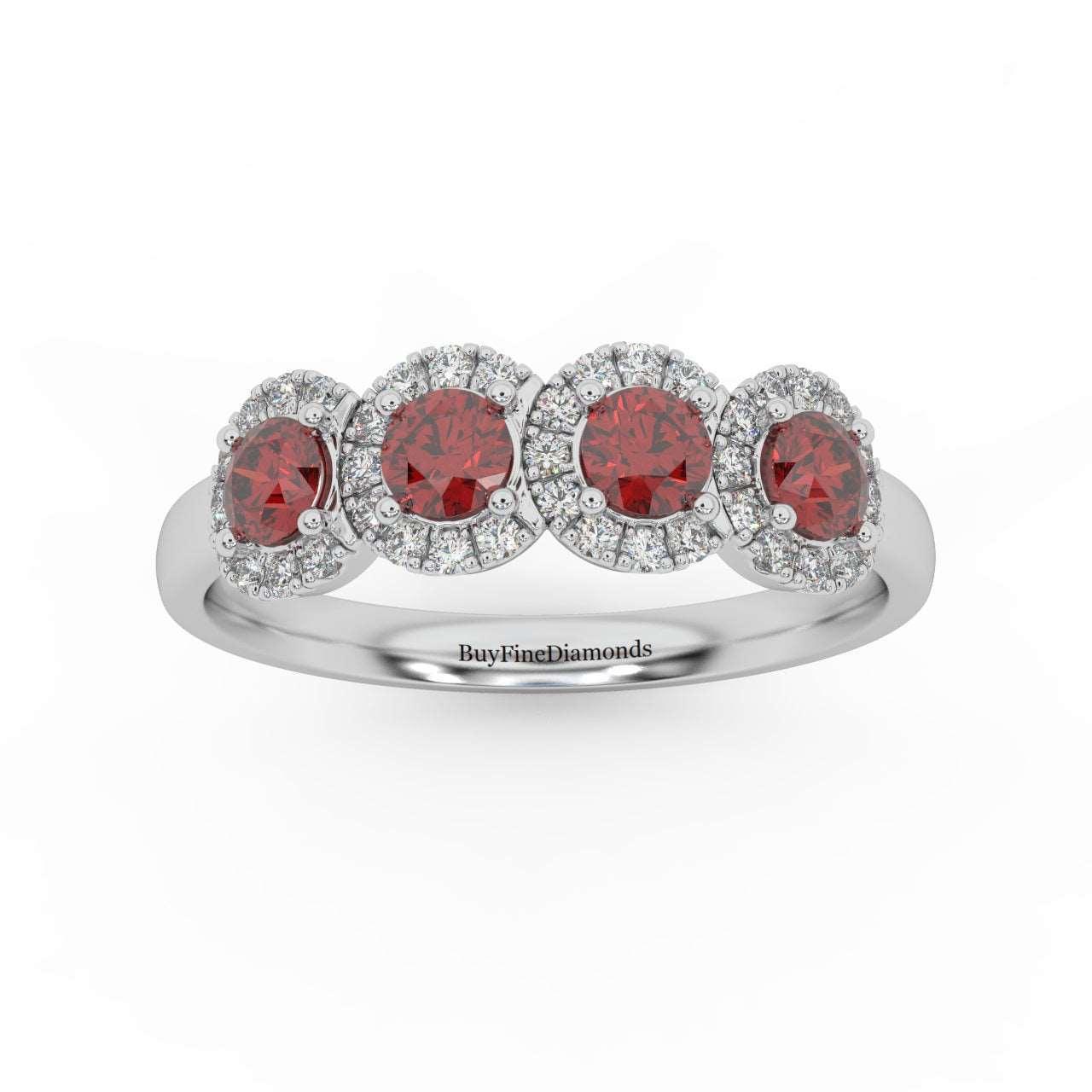 0.70Ct Ruby and Diamond Halo Engagement Ring in 950 Platinum & Gold - Image 5