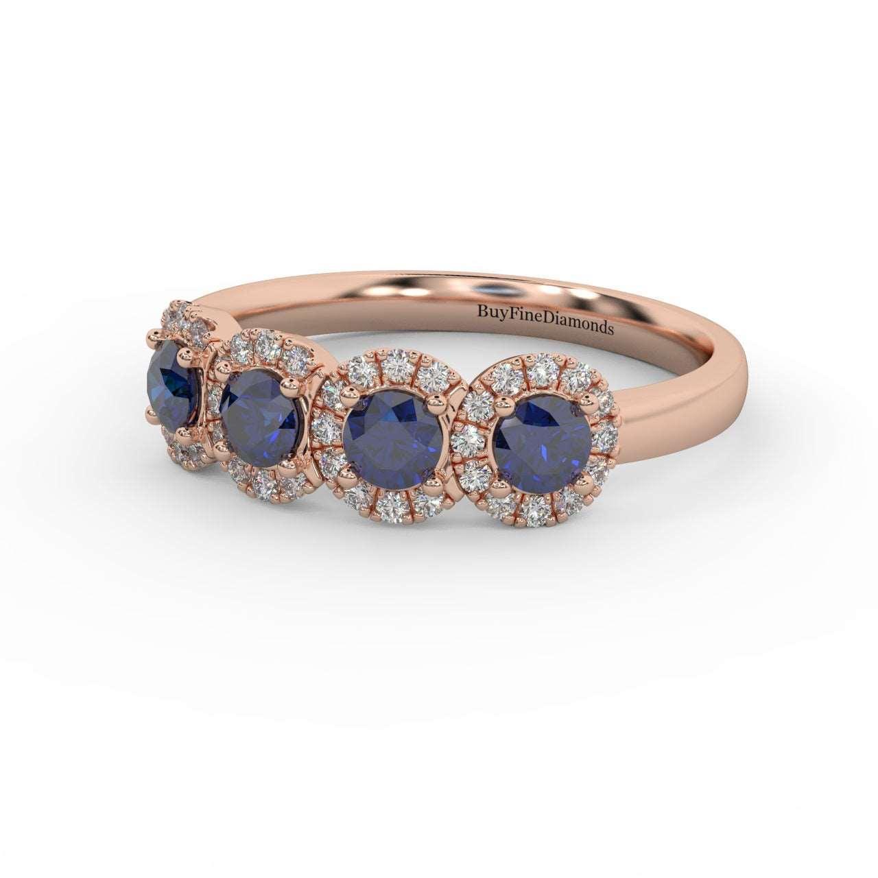 0.70Ct Sapphire and Diamond Halo Engagement Ring in 950 Platinum & Gold - Image 2