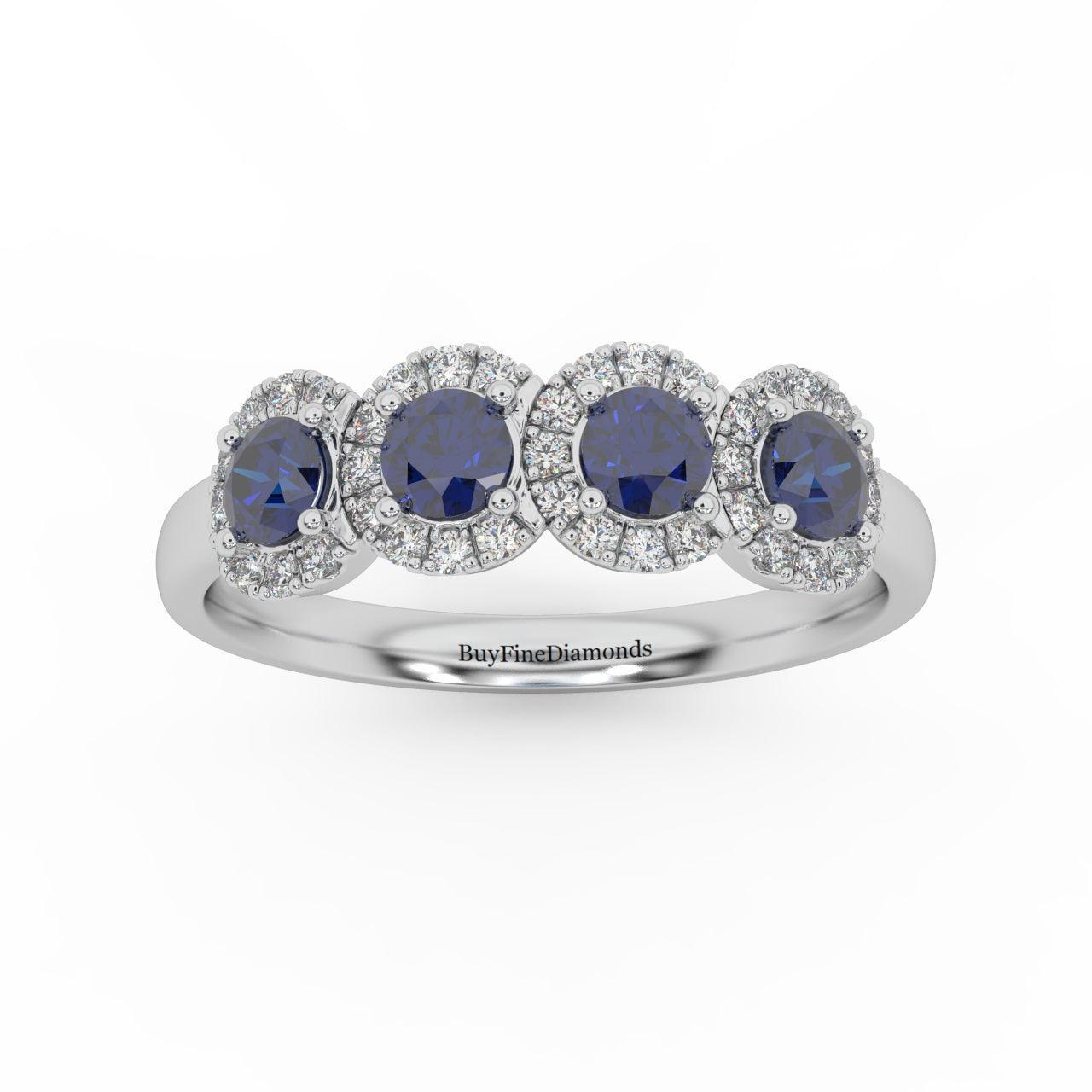 0.70Ct Sapphire and Diamond Halo Engagement Ring in 950 Platinum & Gold - Image 4