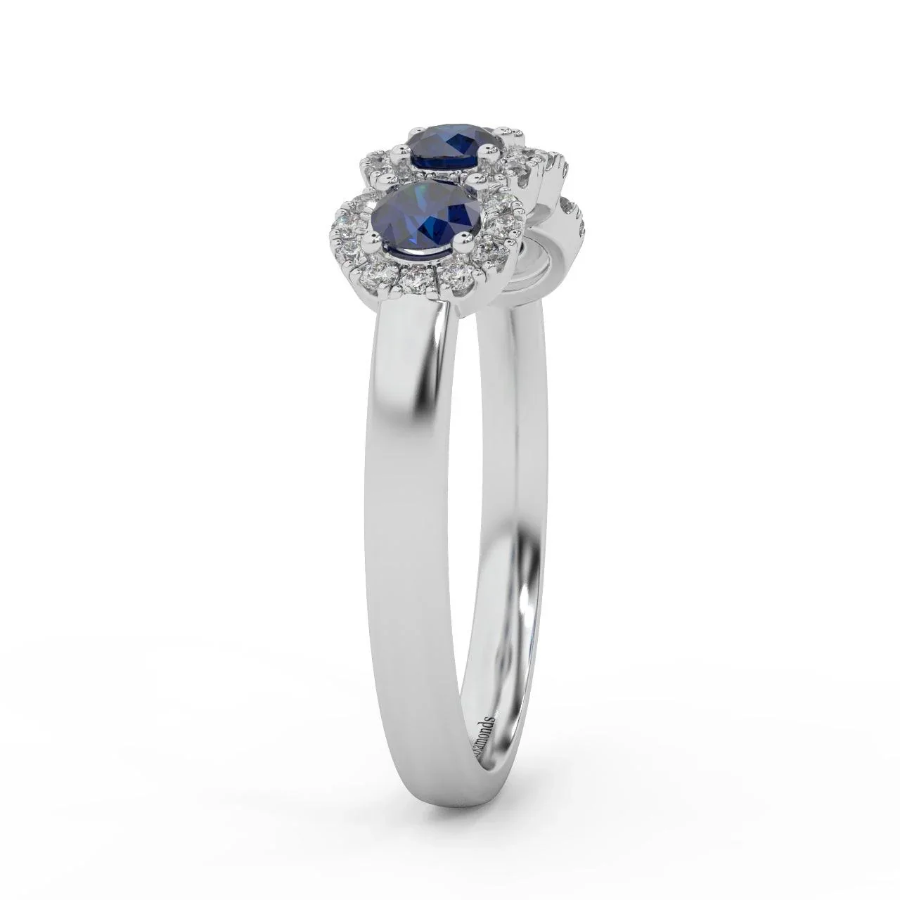 0.70Ct Sapphire and Diamond Halo Engagement Ring in 950 Platinum & Gold - Image 5