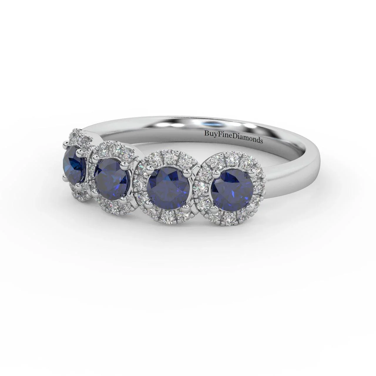 0.70Ct Sapphire and Diamond Halo Engagement Ring in 950 Platinum & Gold - Image 7