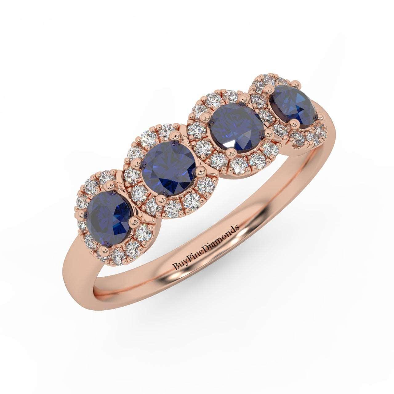 0.70Ct Sapphire and Diamond Halo Engagement Ring in 950 Platinum & Gold - Image 8