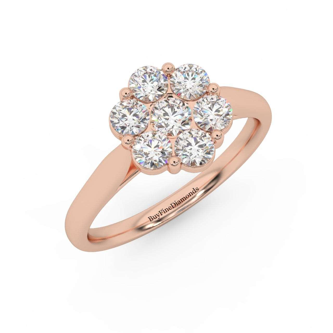 0.75Ct Natural Round Diamond Cluster Engagement Ring For Women - Image 4