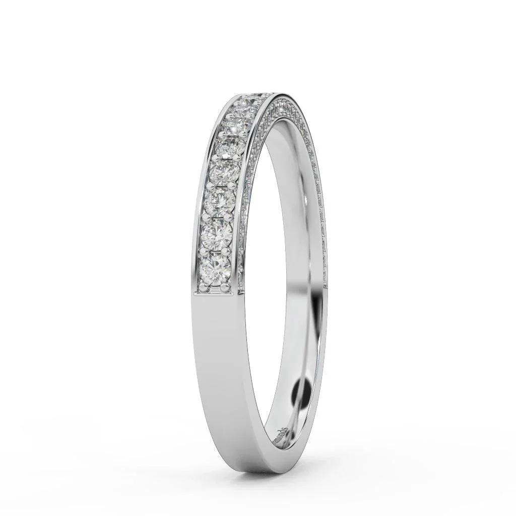 0.90 Carat Exclusive Diamond Half Eternity Ring Band Gold & Platinum - Image 6