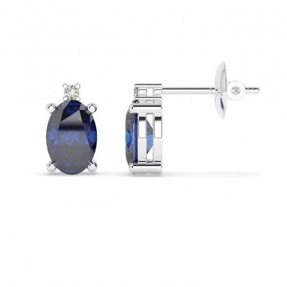 0.60 Ct Sapphire & Diamond Designer Earrings in White Gold - Image 3