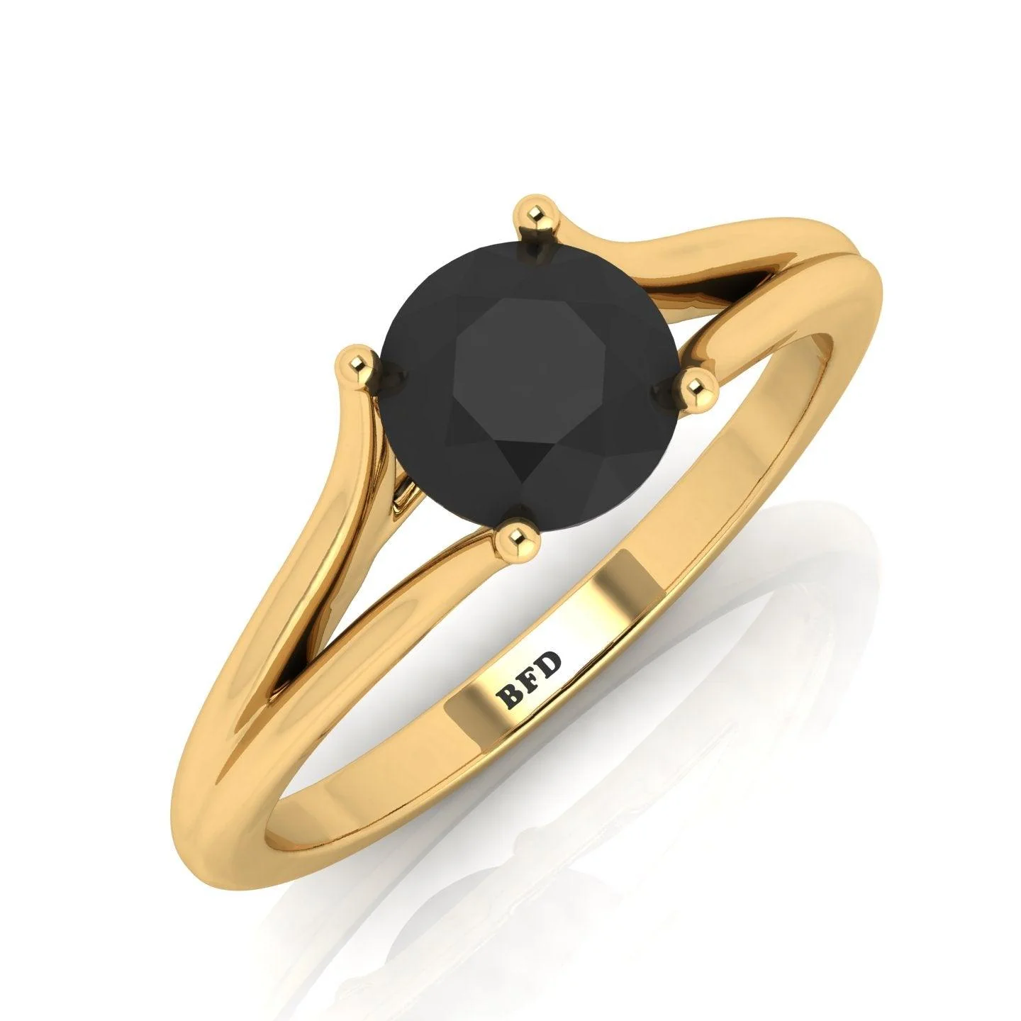 1.00 Carat AAA Black Round Diamond Claw Solitaire Engagement Ring - Image 2
