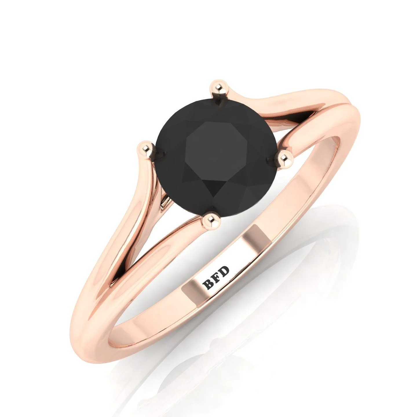 1.00 Carat AAA Black Round Diamond Claw Solitaire Engagement Ring - Image 3