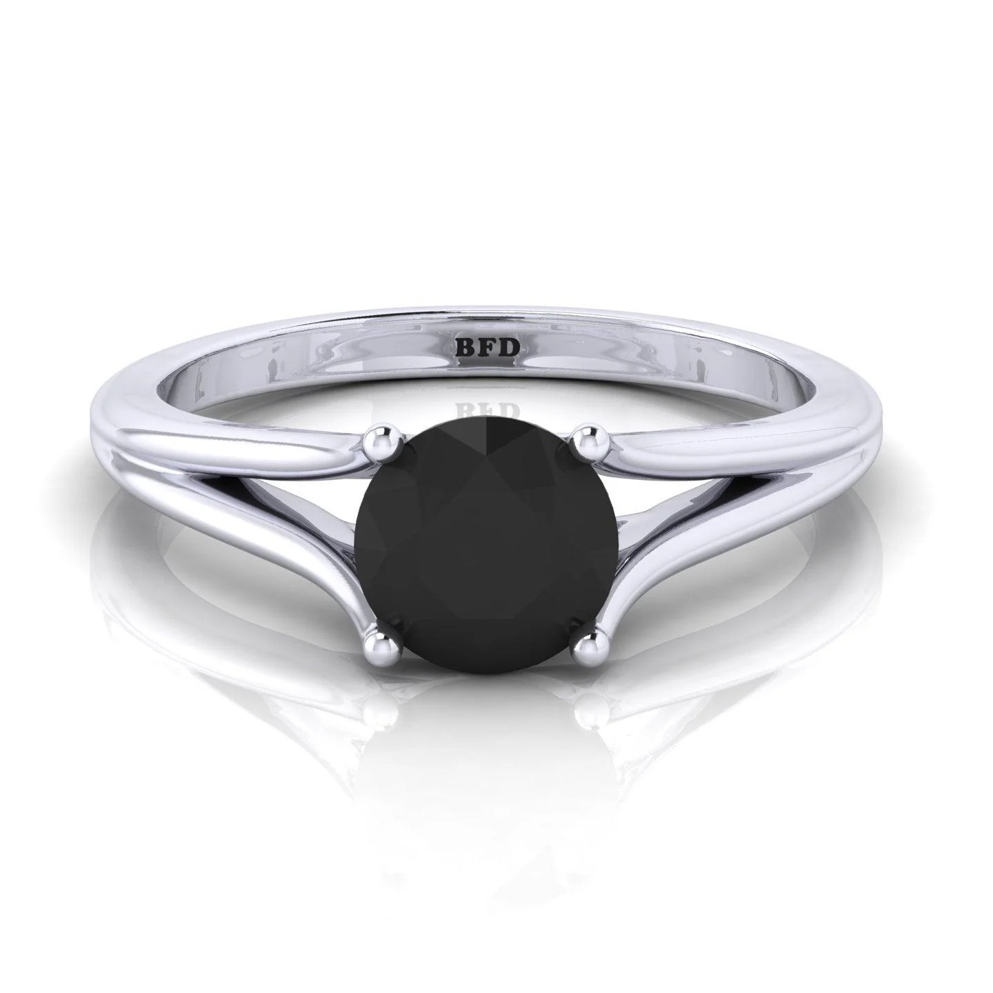 1.00 Carat AAA Black Round Diamond Claw Solitaire Engagement Ring - Image 4