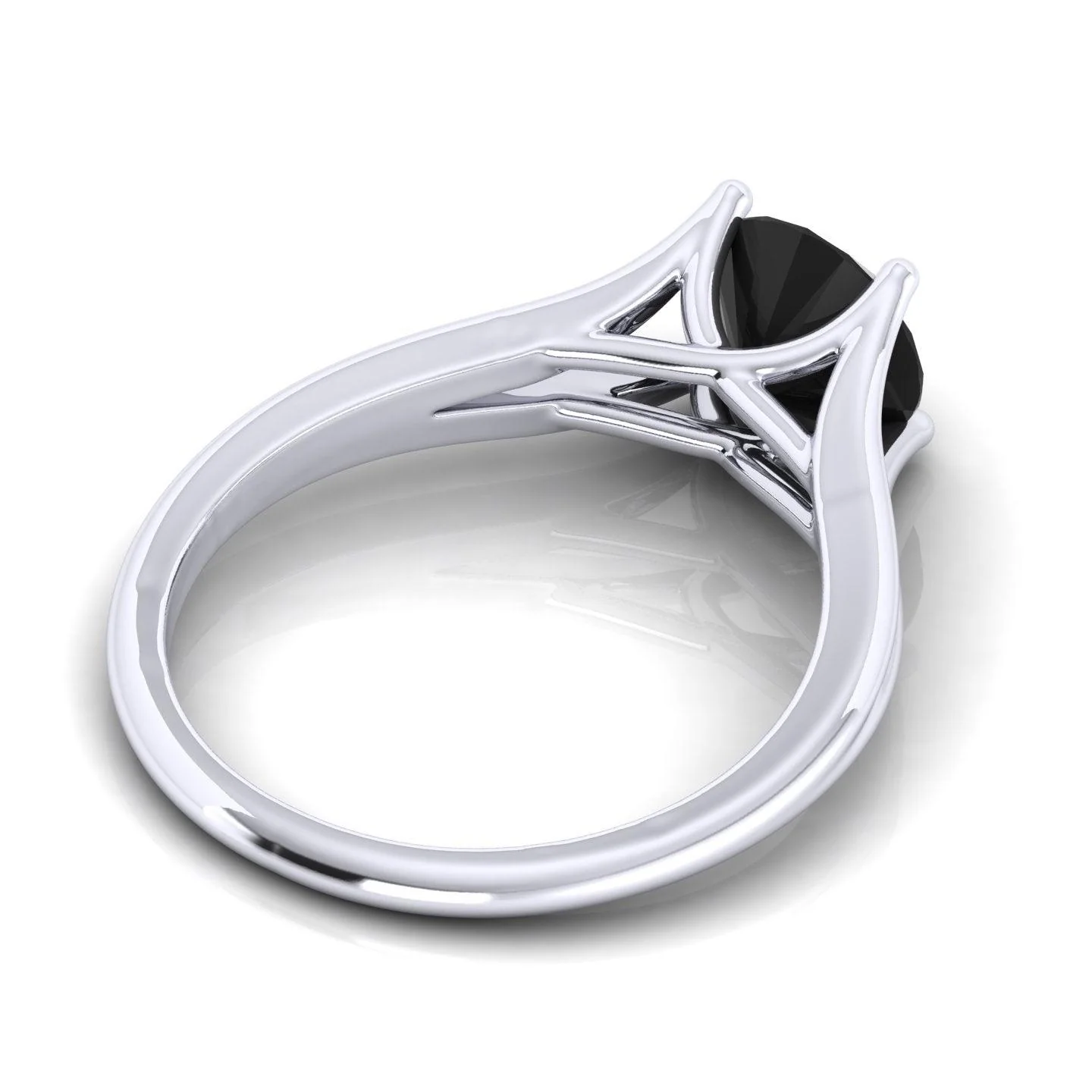 1.00 Carat AAA Black Round Diamond Claw Solitaire Engagement Ring - Image 6