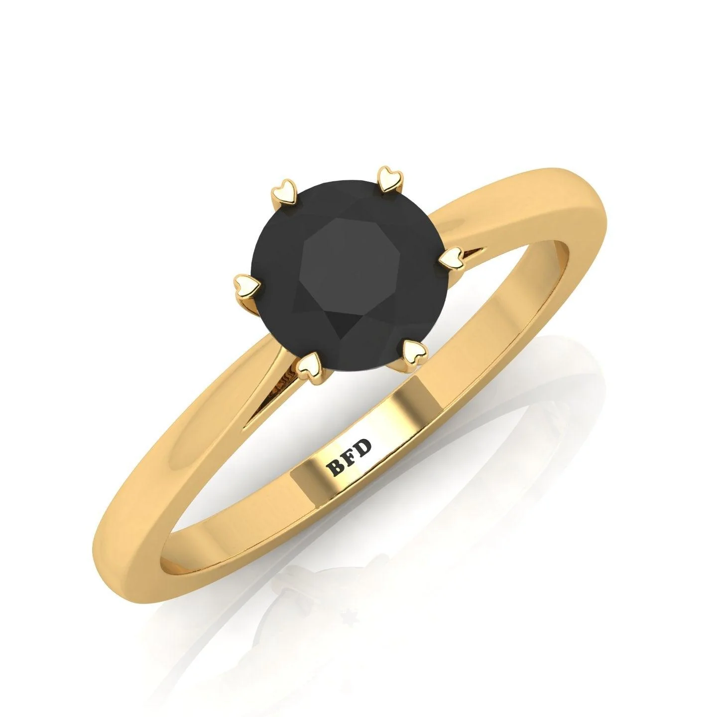 1.20 Carat AAA Black Diamond Heart Prong Engagement Ring - Image 2