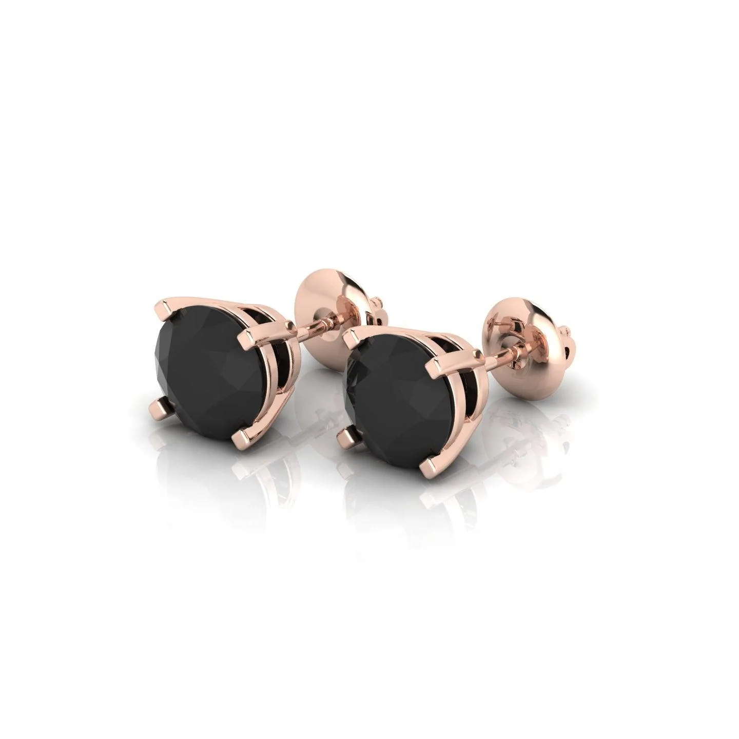 1.00 carat Black Diamond Claw Set Stud Earrings For Her - Image 3