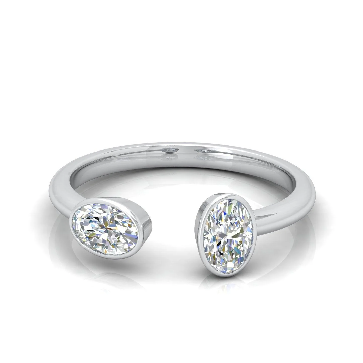 1.00 Carat D/VS Oval Diamond Solitaire Toi et Moi Engagement Ring - amadadiamonds