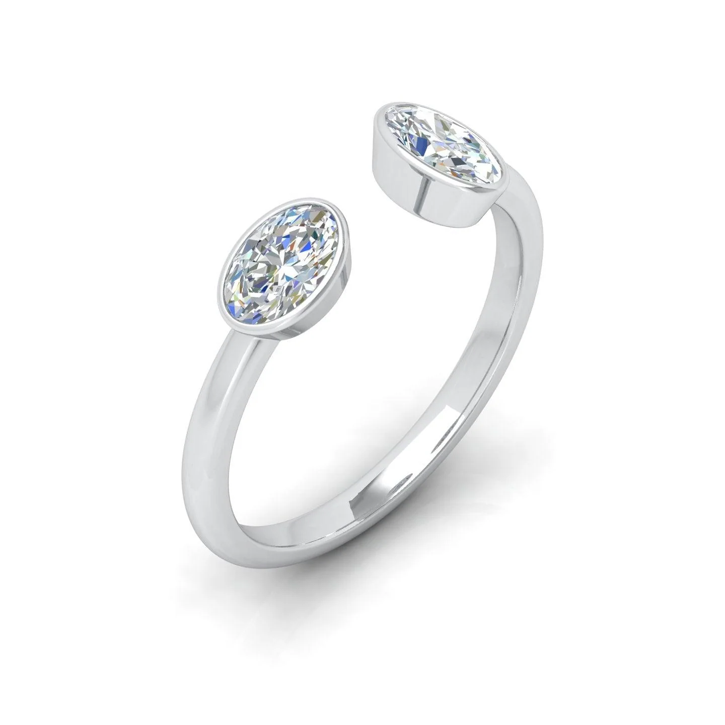 1.00 Carat D/VS Oval Diamond Solitaire Toi et Moi Engagement Ring - amadadiamonds - Image 5
