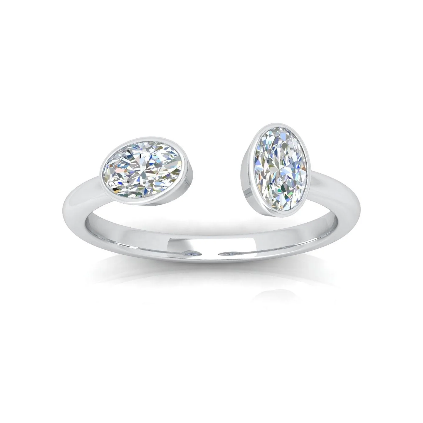1.00 Carat D/VS Oval Diamond Solitaire Toi et Moi Engagement Ring - amadadiamonds - Image 6