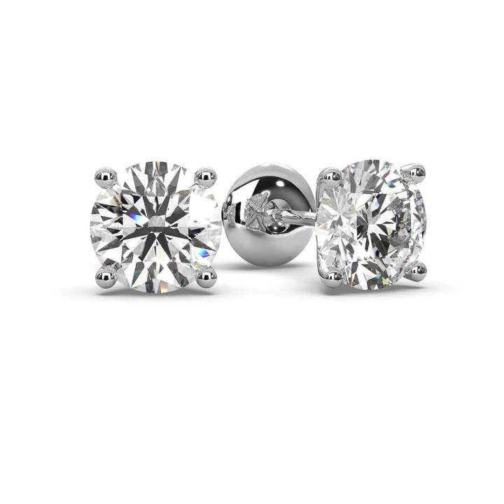 1.00 Carat D/VVS Round Diamond Push Back Stud Earring In 9K Gold - Image 4