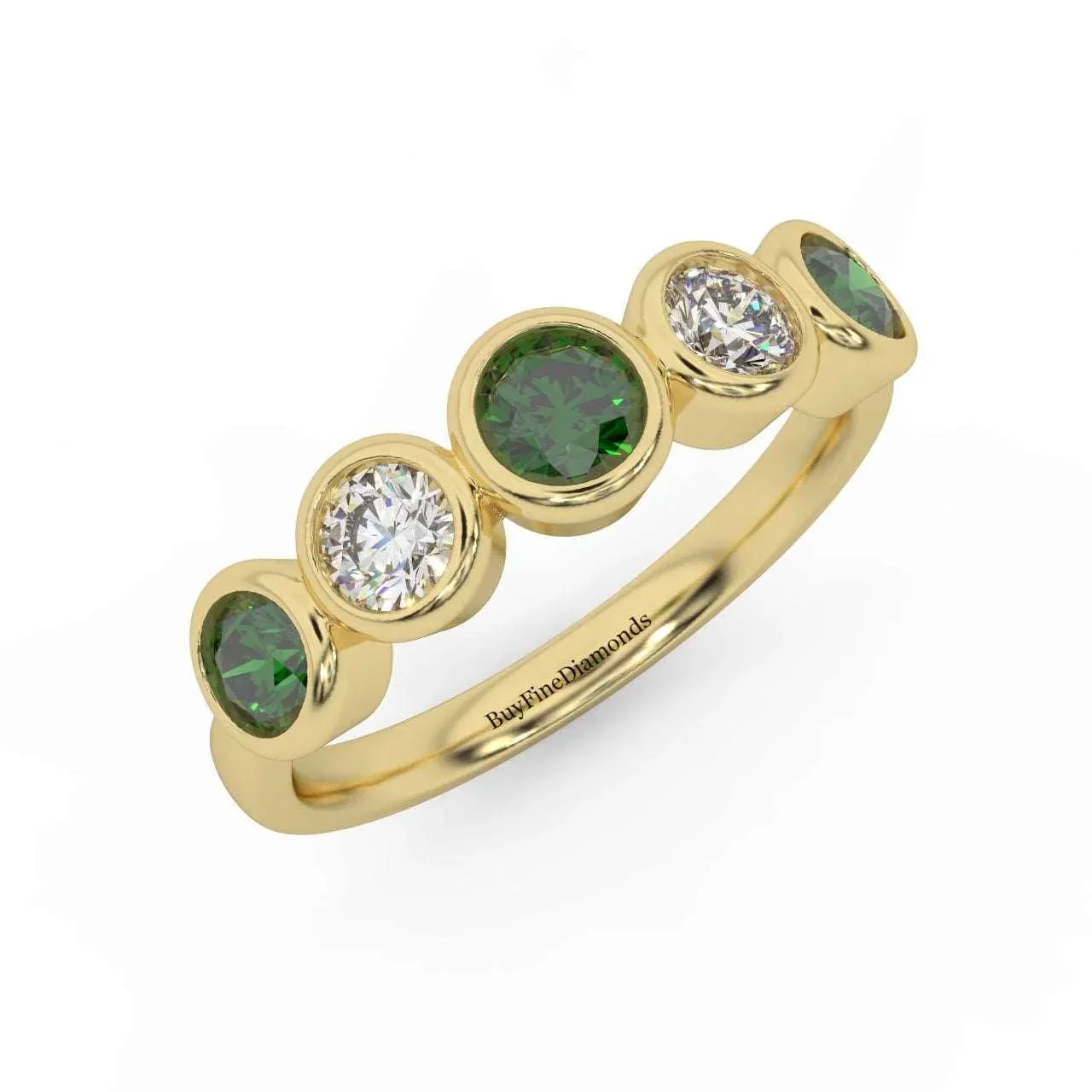 1.00 Ct Green Emerald and Diamond Anniversary Ring in 950 Platinum & Gold - Image 3