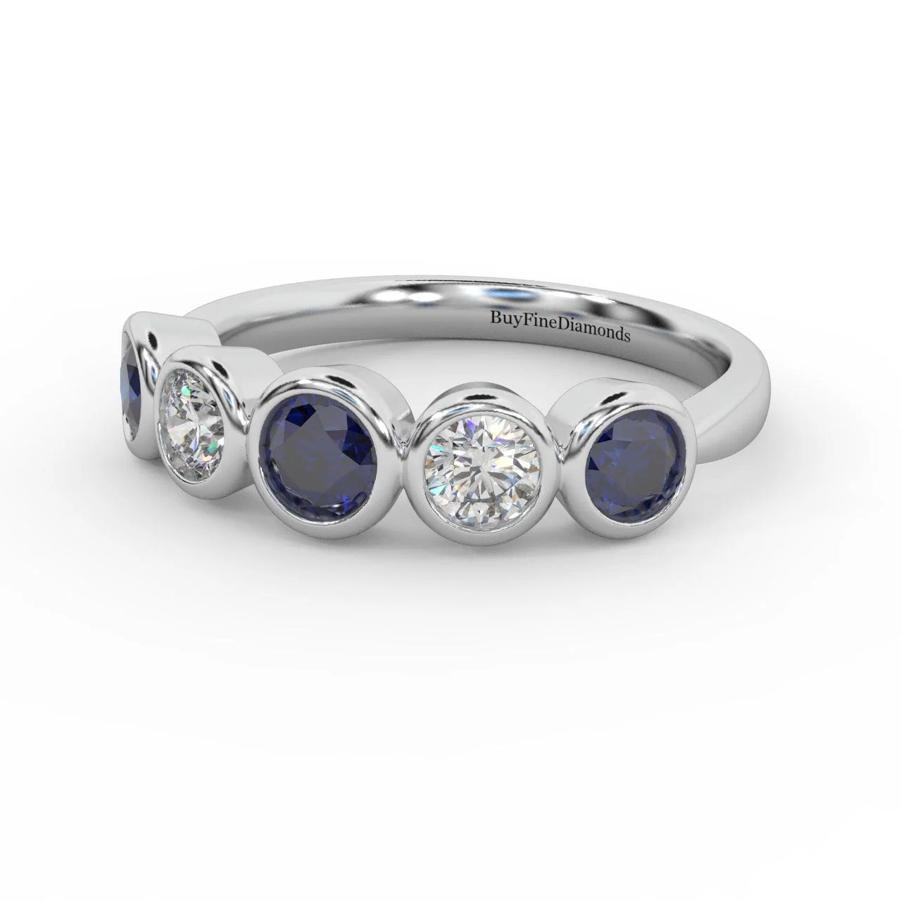 1.00 Ct Sapphire & Diamond Anniversary Ring in 950 Platinum & Gold - Image 2
