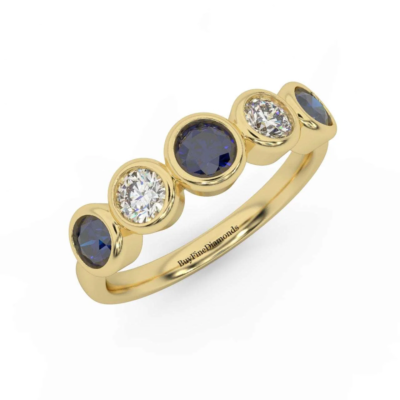 1.00 Ct Sapphire & Diamond Anniversary Ring in 950 Platinum & Gold - Image 3