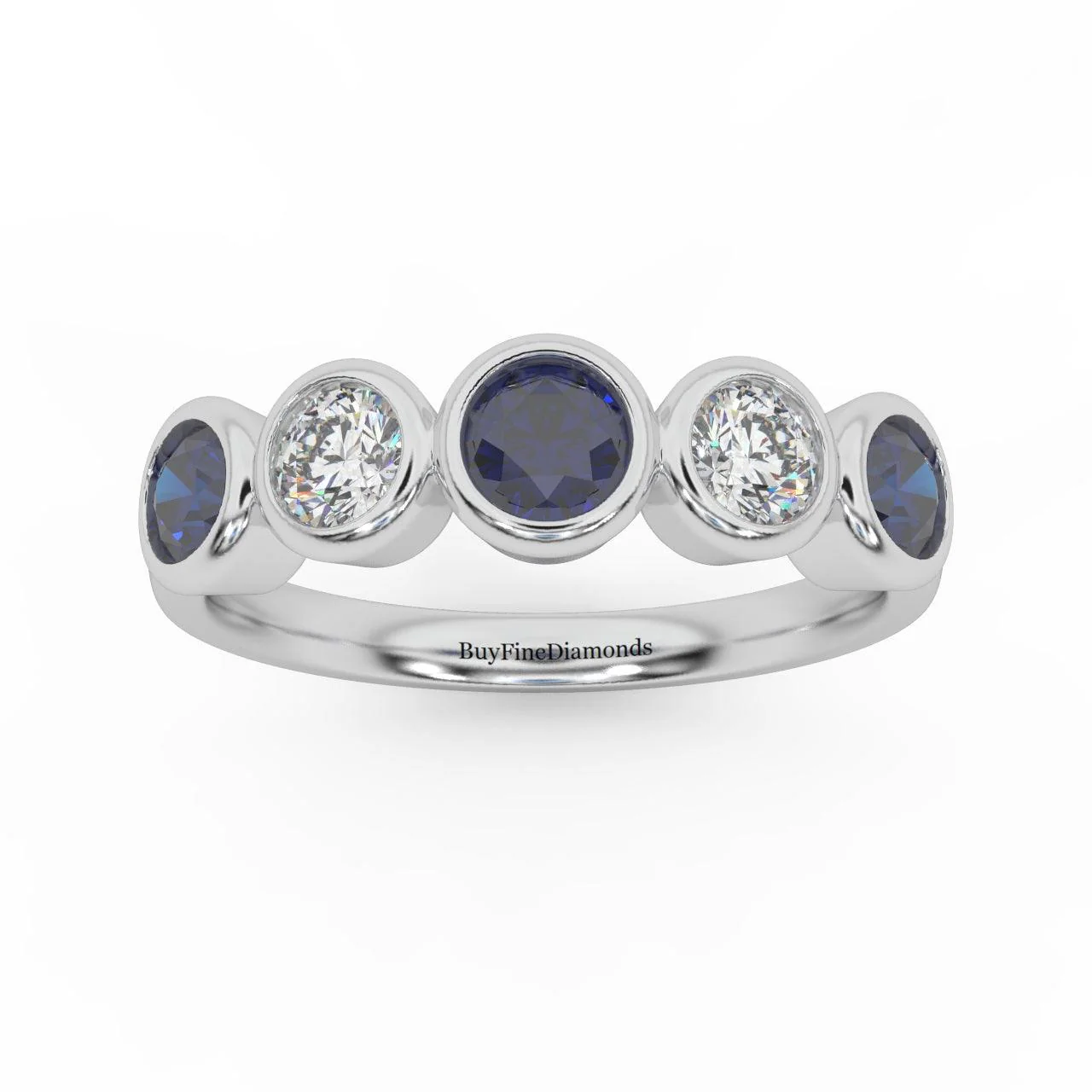1.00 Ct Sapphire & Diamond Anniversary Ring in 950 Platinum & Gold - Image 5
